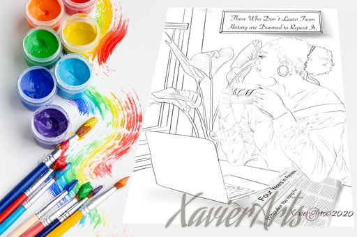 Thinking Back coloring sheet - XavierArts