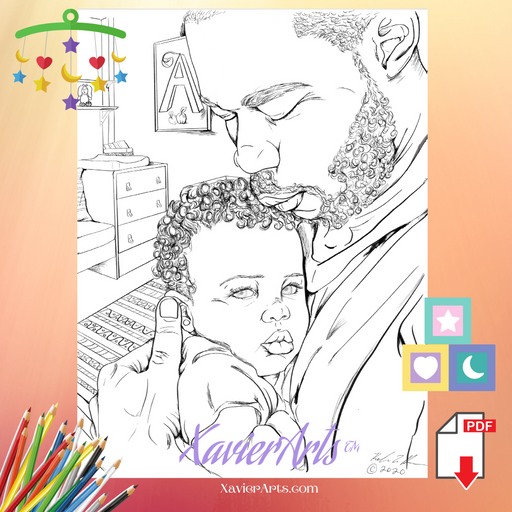 Fatherhood coloring sheet - XavierArts