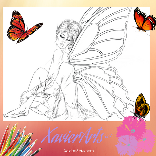 Fairy coloring sheet - XavierArts