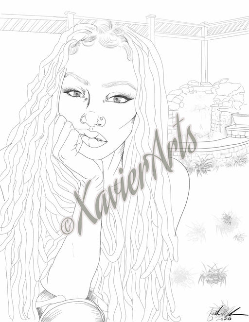 Coloring Page Floral Girl Printable Coloring Pages Adult Grayscale Coloring  Page Original Line Art Illustrations Gift for Her PDF Poster 