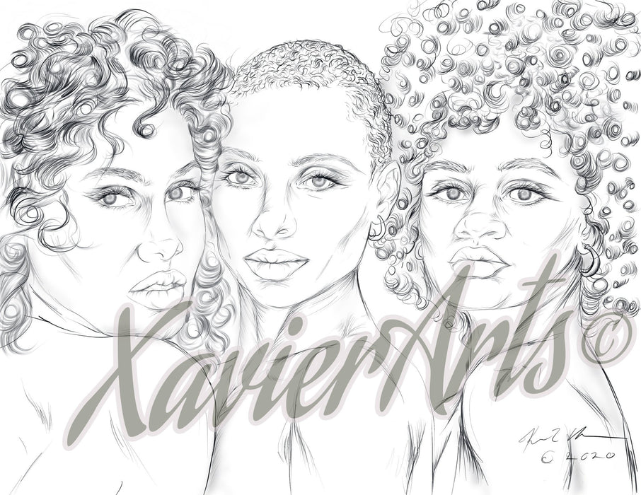 10 Black Woman Coloring Pages, African American Coloring Pages, Adult  Grayscale Coloring Pages Instant Download Series 6 