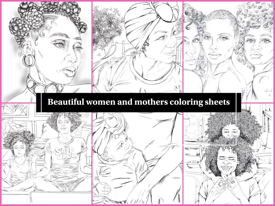 multi pack black women printable coloring