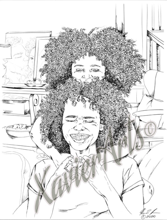 Beautiful african american women coloring vol 3 digital download - XavierArts