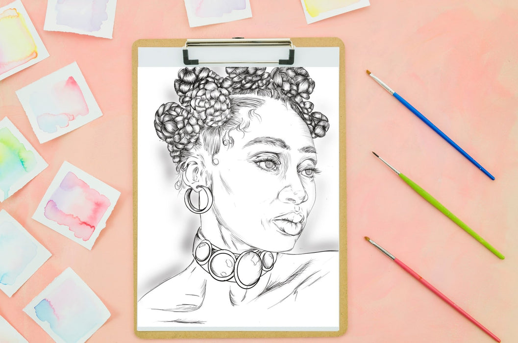 Beautiful Black women Printable coloring book — XavierArts
