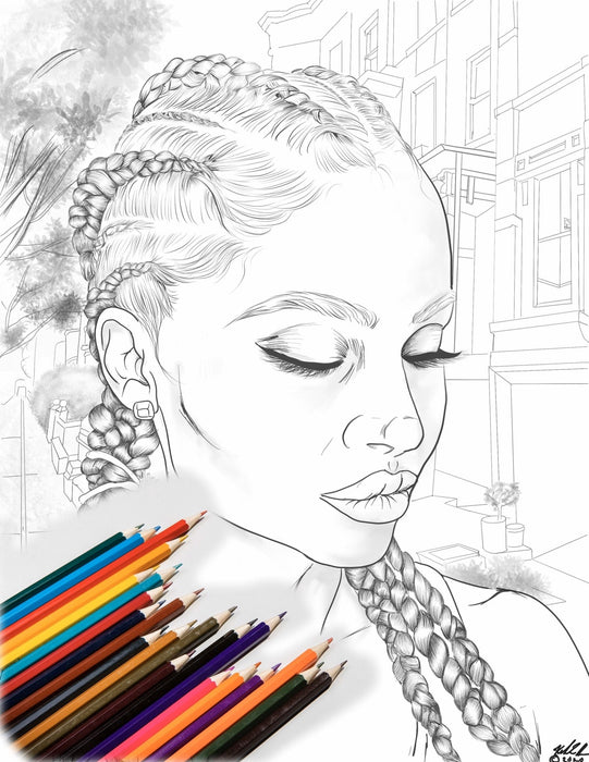 City Girl coloring page - XavierArts