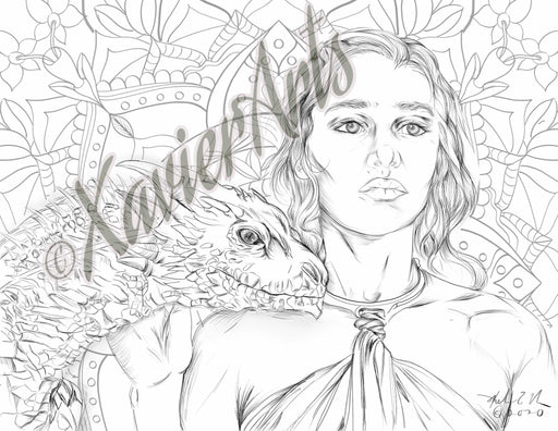 Dragon ruels coloring page for instant download - XavierArts