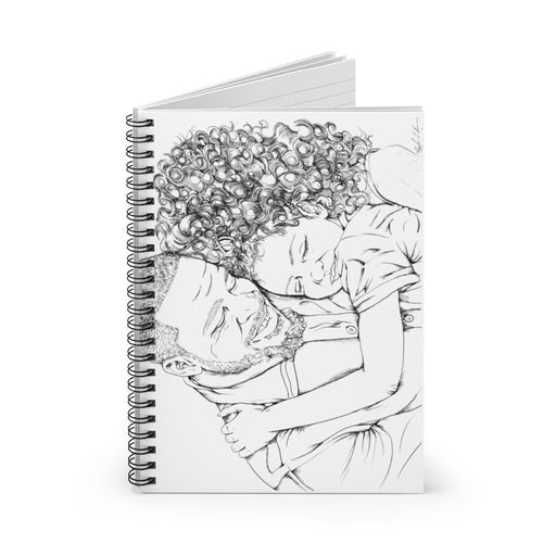 Black father and daugher hugging Spiral Notebook - Ruled Line - XavierArts