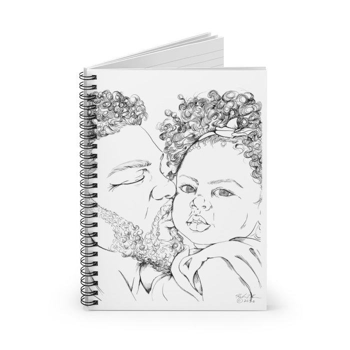 colorable Spiral Notebook - Ruled Line - Black Father kissing daughter